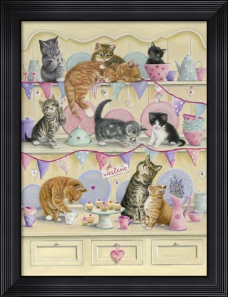 Framed Kittens On Dresser Print