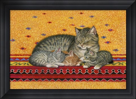 Framed Mother And Kittens Print