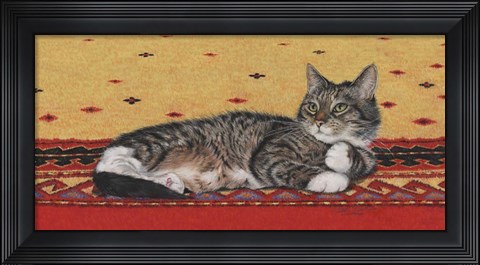 Framed Sam On Patterned Rug Print