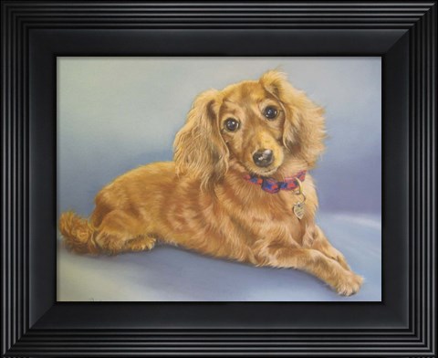 Framed Sophie, Blue Background Print