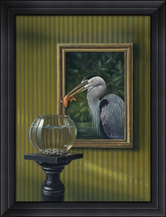 Framed Heron And Goldfish Print
