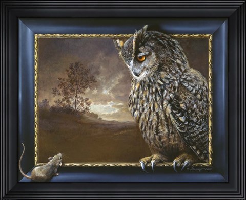 Framed Eagle Owl And Mouse Print