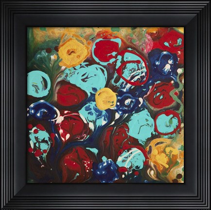 Framed Abstract Flowers 3 - Canvas 3 Print