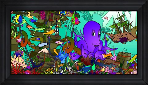 Framed Underwater Octopus Print