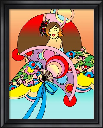 Framed Art Deco Fan Lady Print