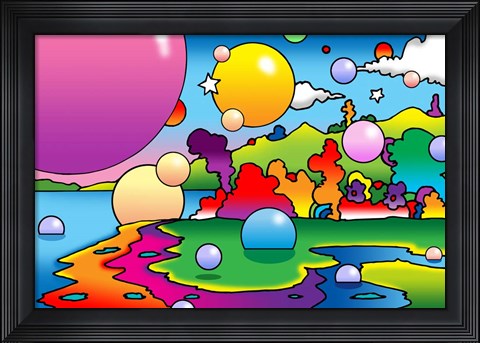 Framed Bubbles Landscape Print