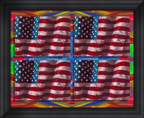 Framed US Flags Print