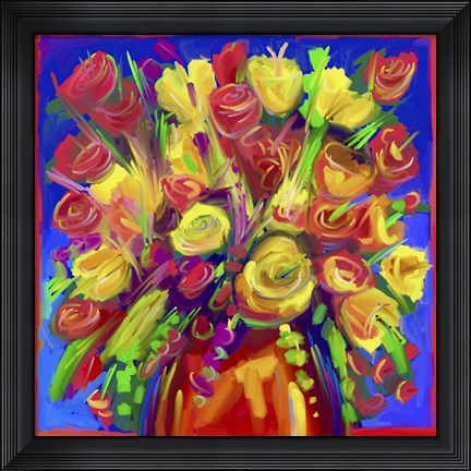 Framed Pop Flowers 215 Print