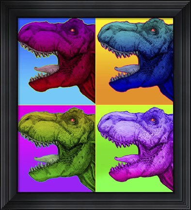 Framed Pop Art Dinosaurs 1 Print