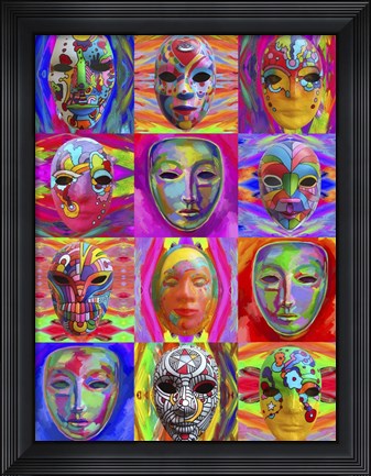 Framed Pop Art Masks Print