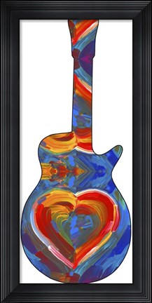 Framed Pop Art Guitar Heart Brush Print