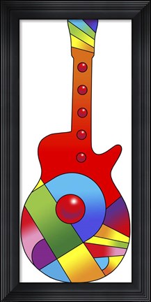 Framed Pop Art Guitar Red Ball Print
