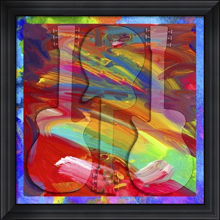 Framed Pop Art Guitar Swirls Print