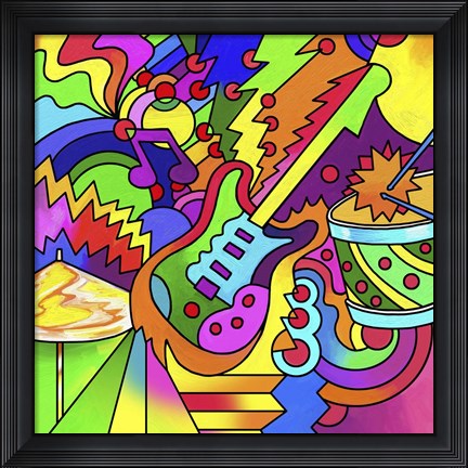 Framed Pop Art Guitar Drum Print