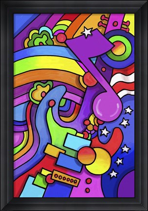 Framed Pop Art Guitar Note Print