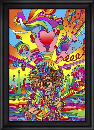 Framed Hippie Musician 3 Print
