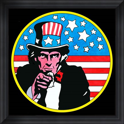 Framed Pop Art Uncle Sam Circle Print