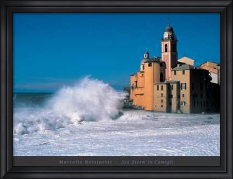 Framed Sea Storm in Camogli Print