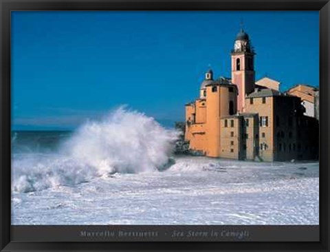 Framed Sea Storm in Camogli Print