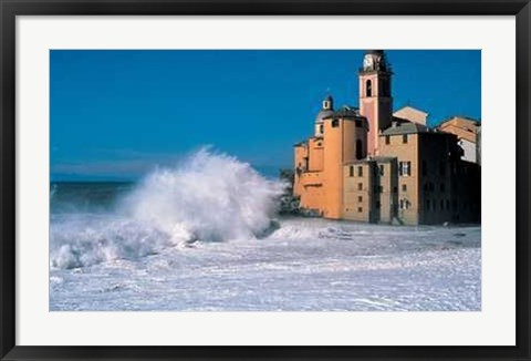 Framed Sea Storm in Camogli Print