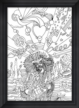 Framed Hippie Musician 3 Print