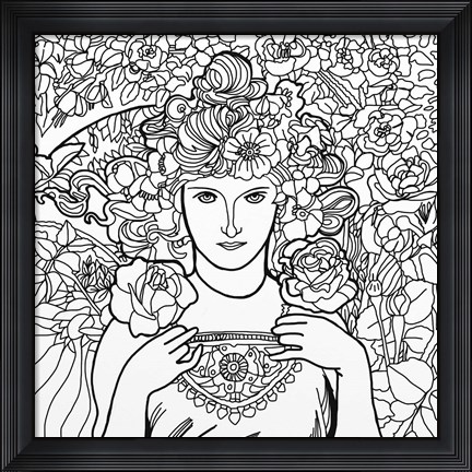 Framed Mucha Lady 2 Print
