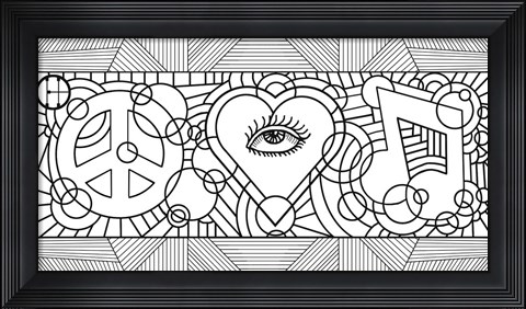 Framed Peace Love Music Horiz Print