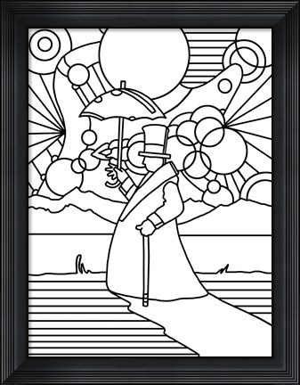 Framed Umbrella Beach Man Print