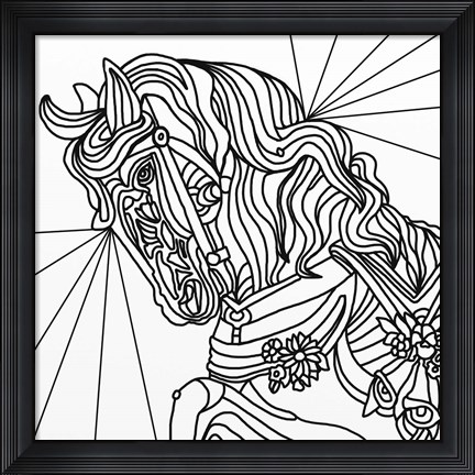 Framed Carousel Pony 2 Lineart Print