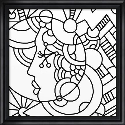 Framed Circle Lady 316 Lineart Print