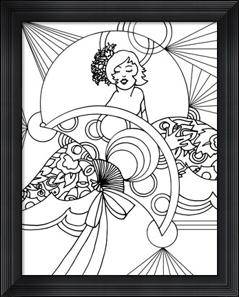 Framed Circle Lady Lineart Print