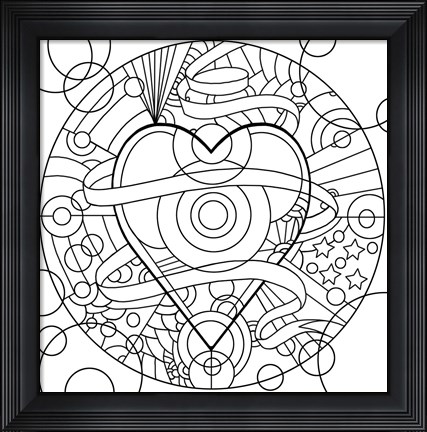 Framed Heart Ribbons Print