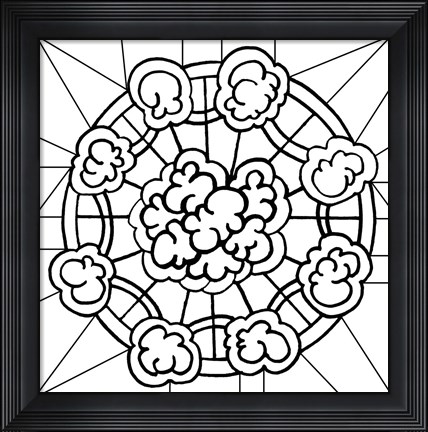 Framed Kalidescope Icon Lineart Print