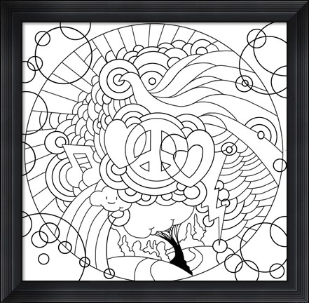 Framed Peace Love Music Circle Print
