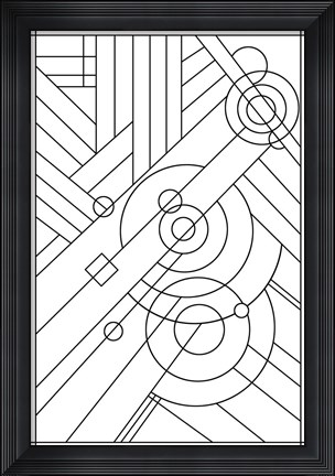 Framed Pop Art Deco Panel 1 Lineart Print