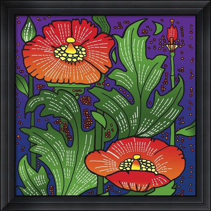 Framed Hollyhocks 316 Print