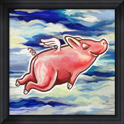 Framed Flying Pig Print