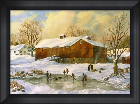 Framed Skating on the Pond Print