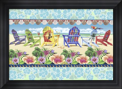 Framed Coastal Chairs Floral Print