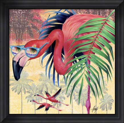 Framed Cool Flamingoes Print