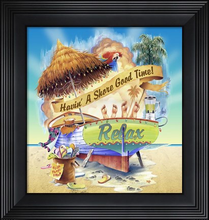 Framed Shore Good Time Boat Print