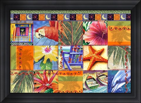 Framed Tropical Quilt Mosaic Print