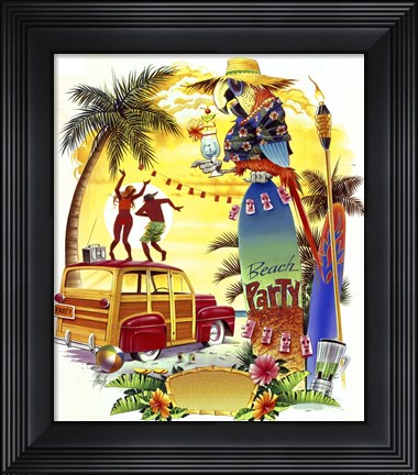 Framed Woodie Beach Party Print