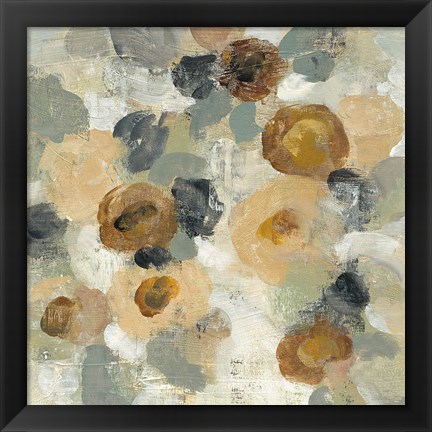 Framed Neutral Floral Beige III Print