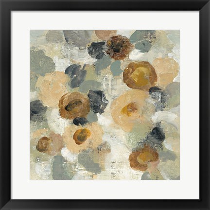 Framed Neutral Floral Beige III Print