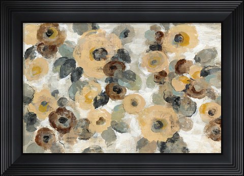 Framed Neutral Floral Beige I Print