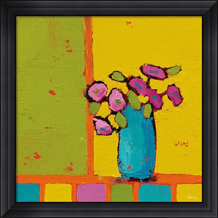 Framed Turquoise Vase Bright Print