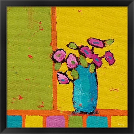 Framed Turquoise Vase Bright Print