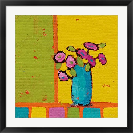 Framed Turquoise Vase Bright Print