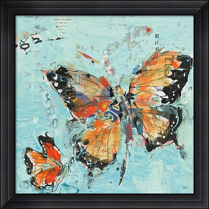 Framed Monarch II Light Blue Print